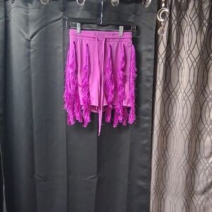 Fringe Detail Women's Skorts in Pink